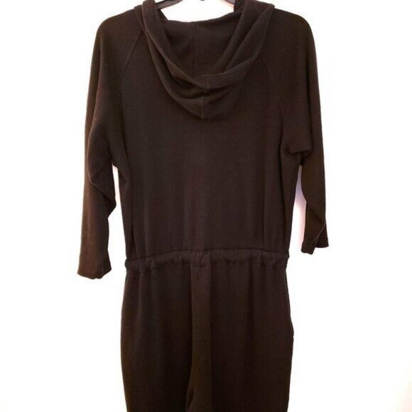 JK Sport Black Cozy Waffle Texture Hooded Jumpsuit Pockets 18/20 GUC - Picture 7 of 9